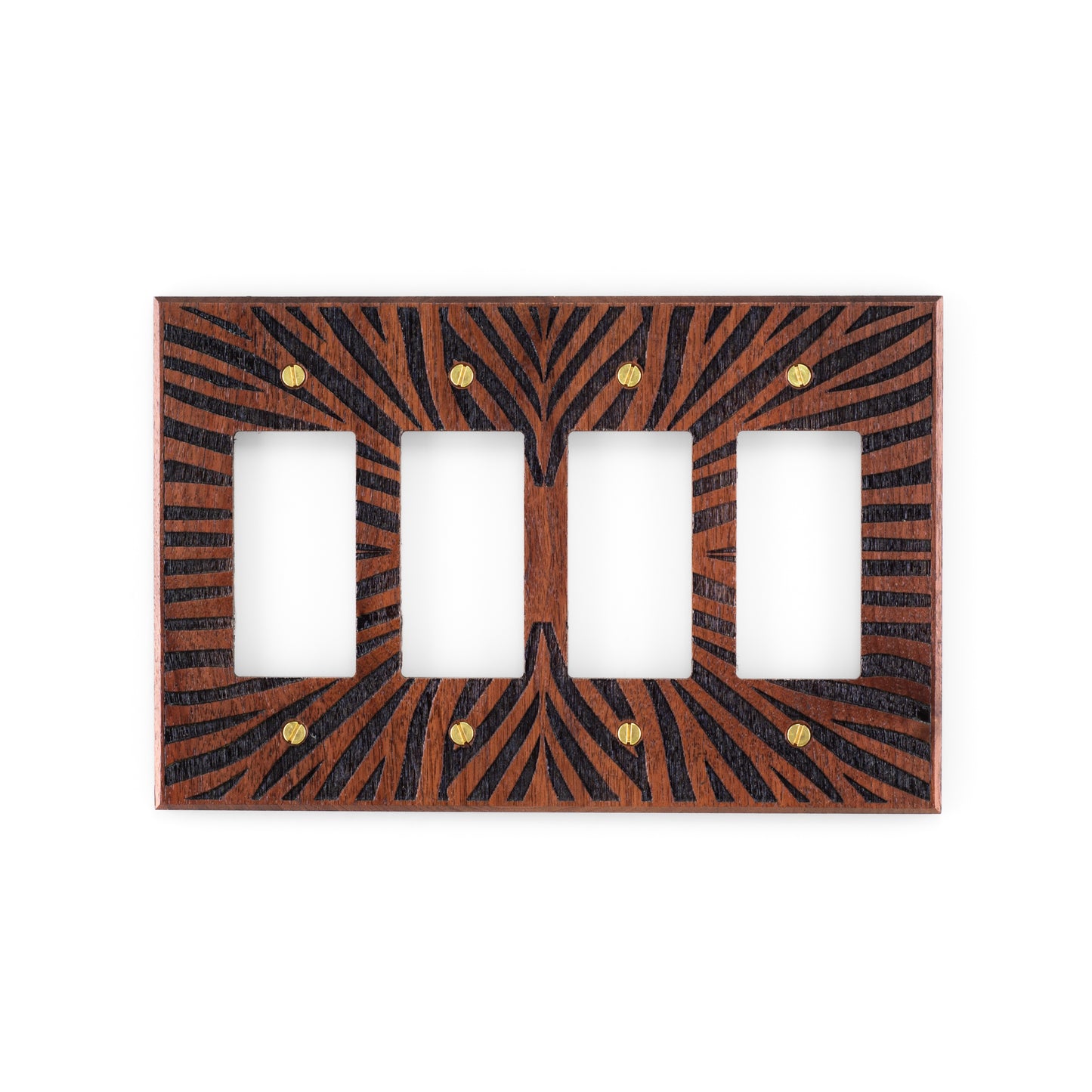 Floral Walnut Light Switch Plate Rocker Decora Single Gang to 4 Gang