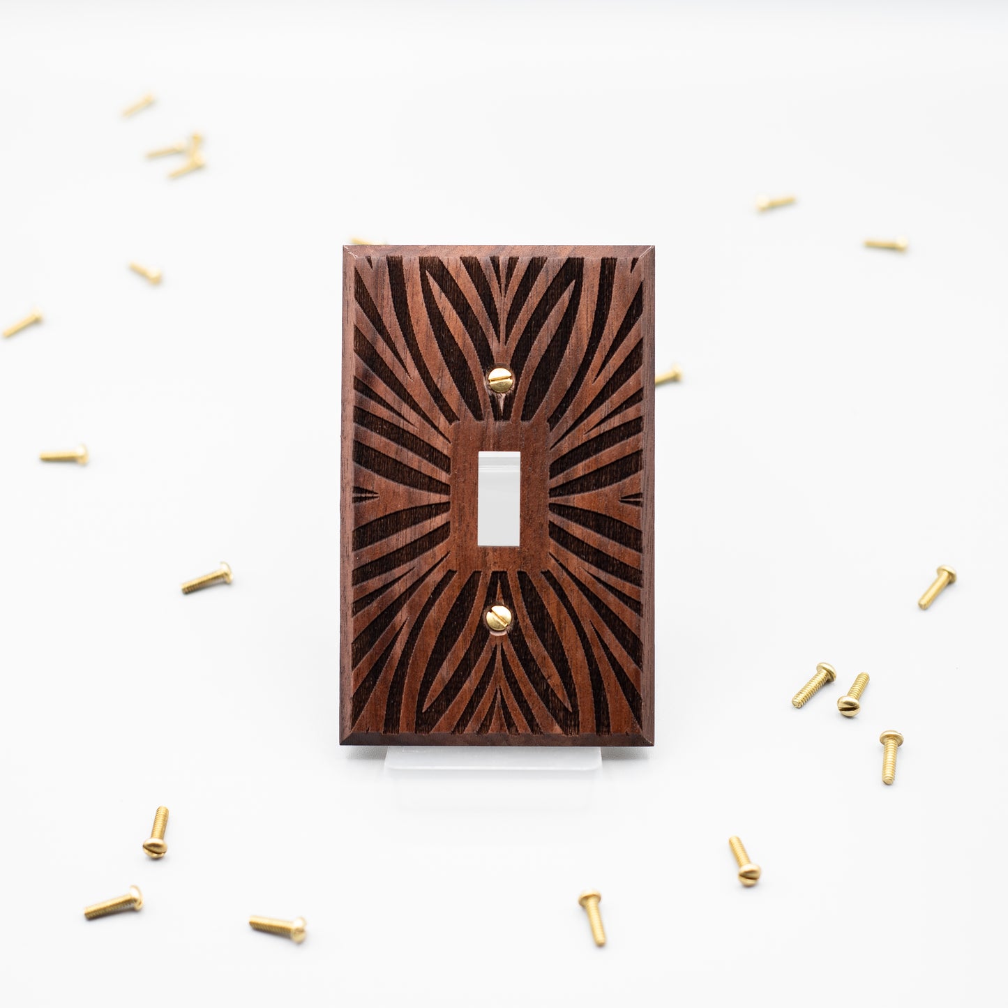 Floral Walnut Light Switch Plate Rocker Decora Single Gang to 4 Gang