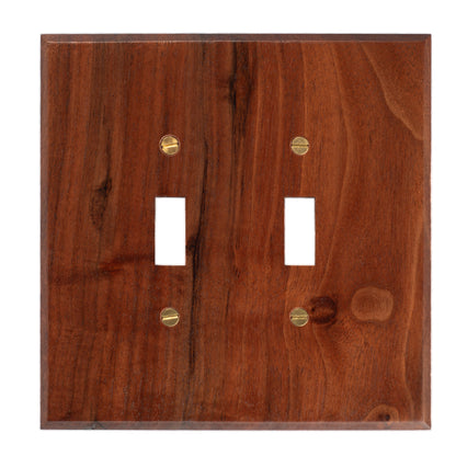 Two Toggle Switch Walnut Wood  Light Switch Cover 
