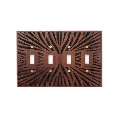 Floral Walnut Light Switch Plate Rocker Decora Single Gang to 4 Gang