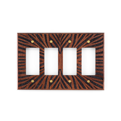 Floral Walnut Light Switch Plate Rocker Decora Single Gang to 4 Gang