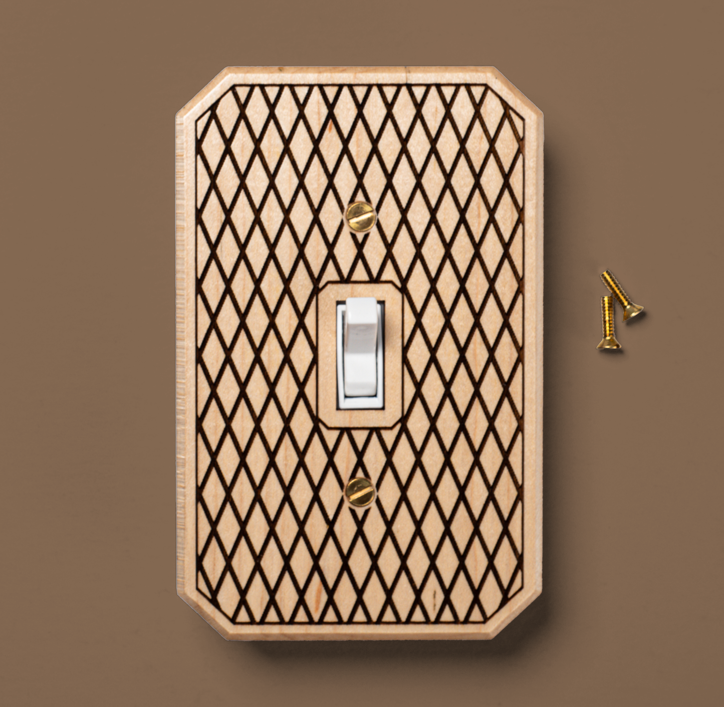 Diamond Lattice Pattern Wood Toggle Switch Plates