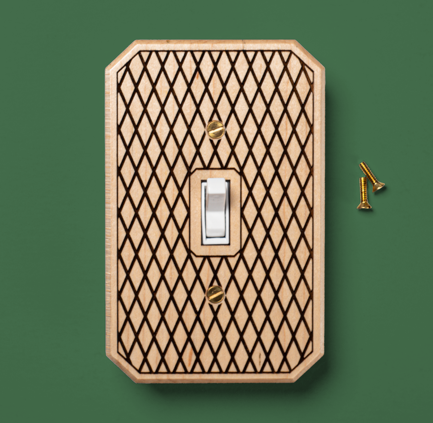 Diamond Lattice Pattern Wood Toggle Switch Plates